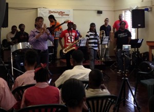 Irving Wilson School - Teacher 'signing' to the students about the music